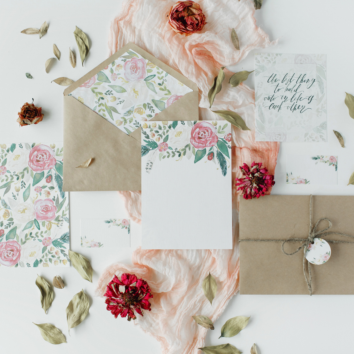 Wedding Invitation Cards, Craft Envelopes, Pink And Red Roses